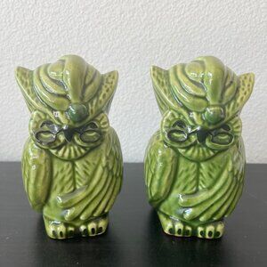 Deforest of California Green Owl Salt & Pepper Shakers // 5" Tall // Vintage 197